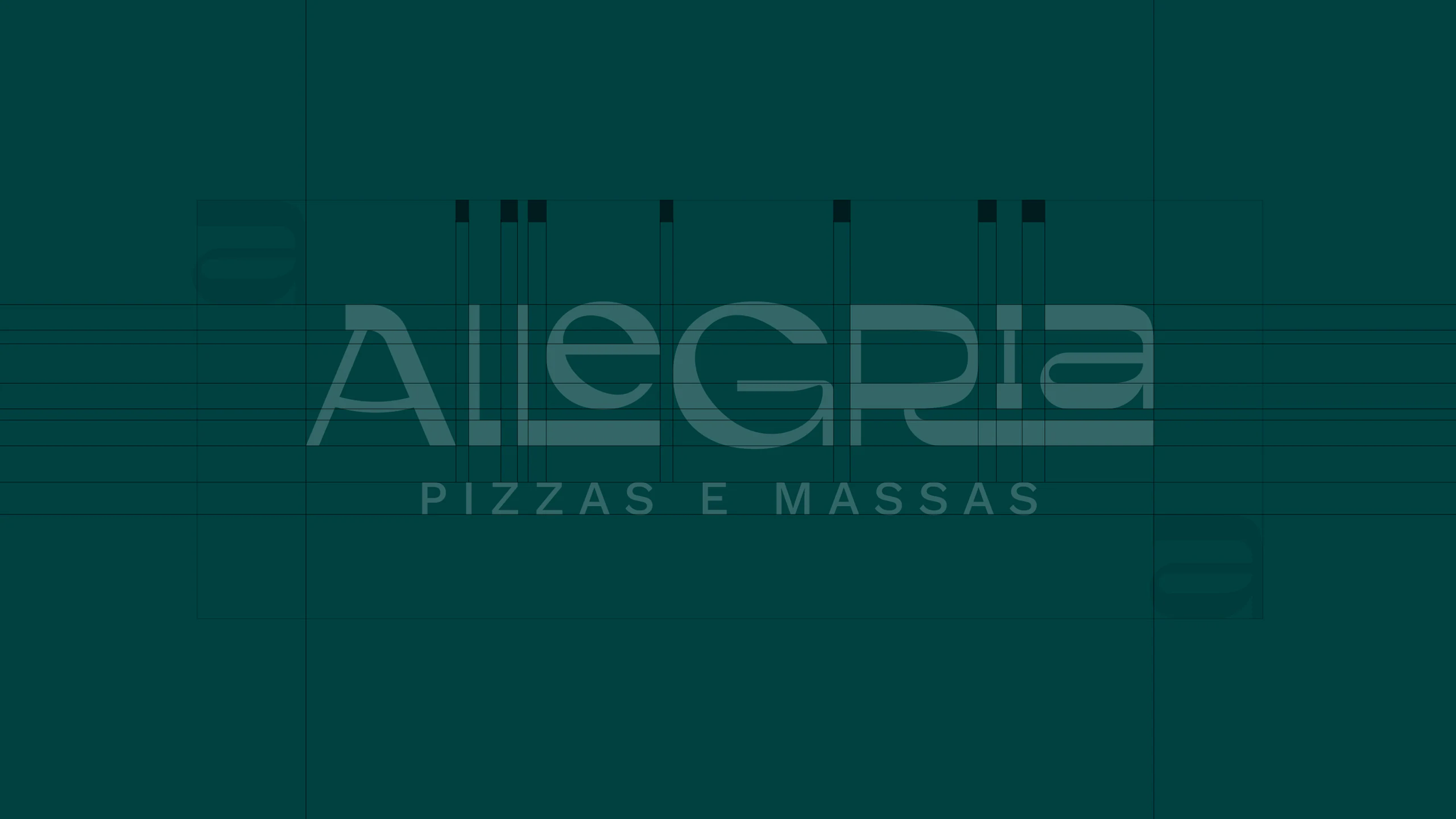 Logotipo da Allegria Pizzas e Massas sobre o grid de construção