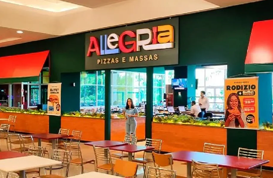 Fachada do restaurante Allegria na praça de alimentação