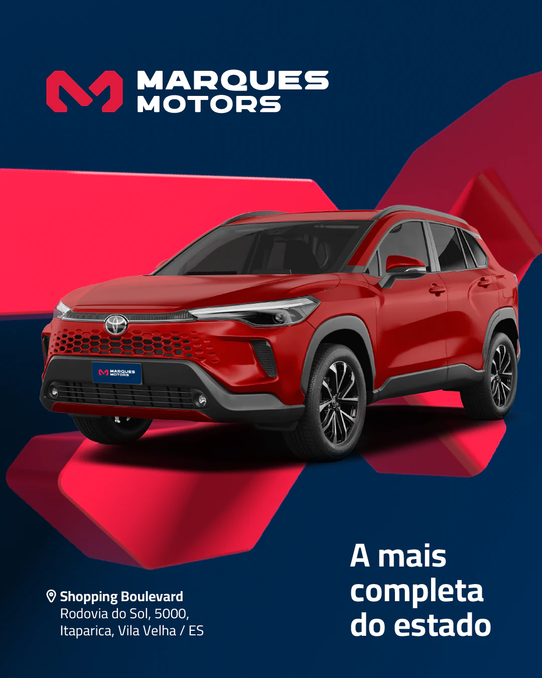 Post da Marques Motors com SUV vermelho: “A mais completa do estado”