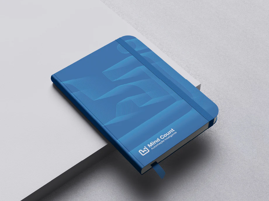 Caderno com a marca da Mind Count