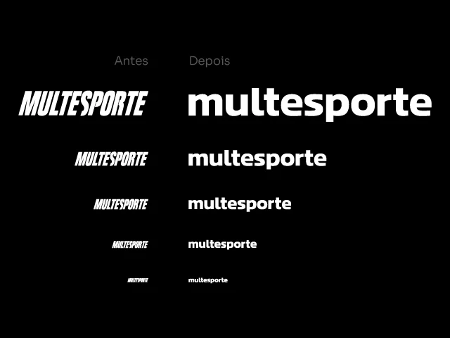 Logotipo da Multesporte antes e depois do rebranding